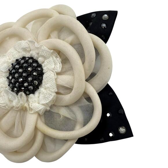 St. John Vintage Large Silk Rhinestone Flower Brooch - Picture 4 of 7